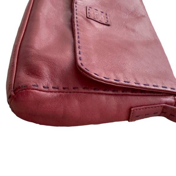 Red Ralph Lauren Shoulder Bag with Navy Blue Stitching - Picture 5 of 9